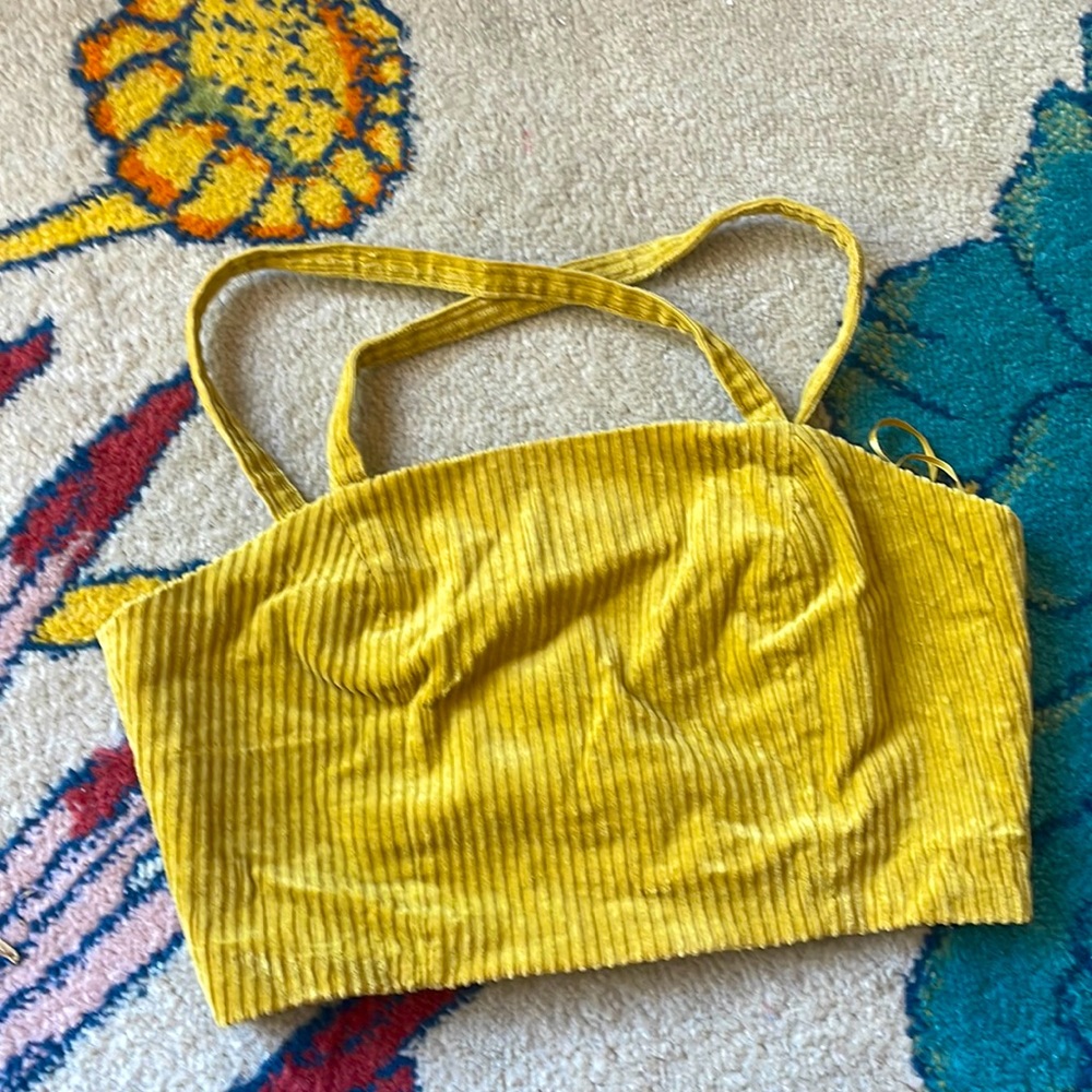 Boutique Yellow corduroy Crop Top